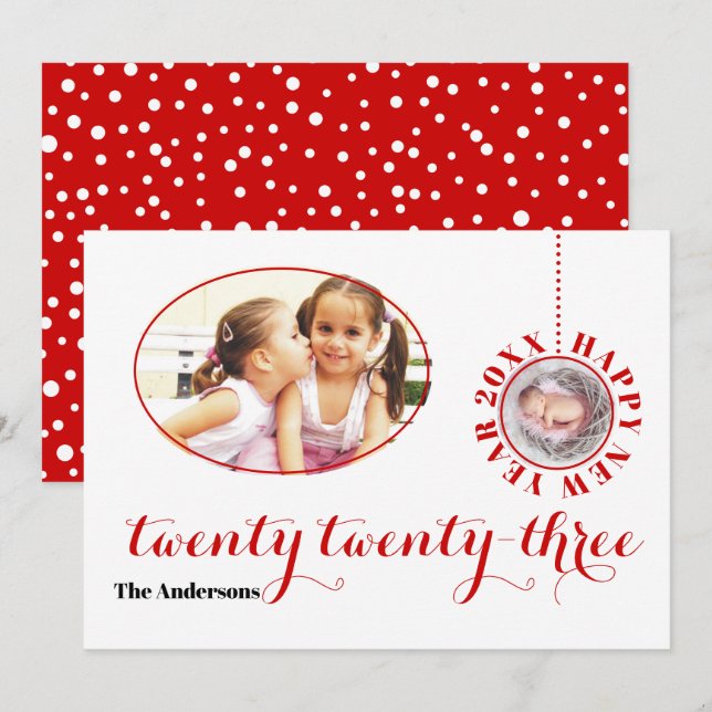 Elegante tarjeta de festividad para fotos de Año N (Anverso / Reverso)
