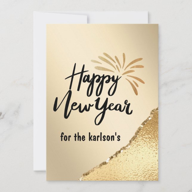 ELEGANTE TARJETA DE FESTIVOS DE AÑO NUEVO EN NEGRO (Anverso)