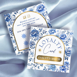 Elegante tarjeta de fidelidad a flores azules chin