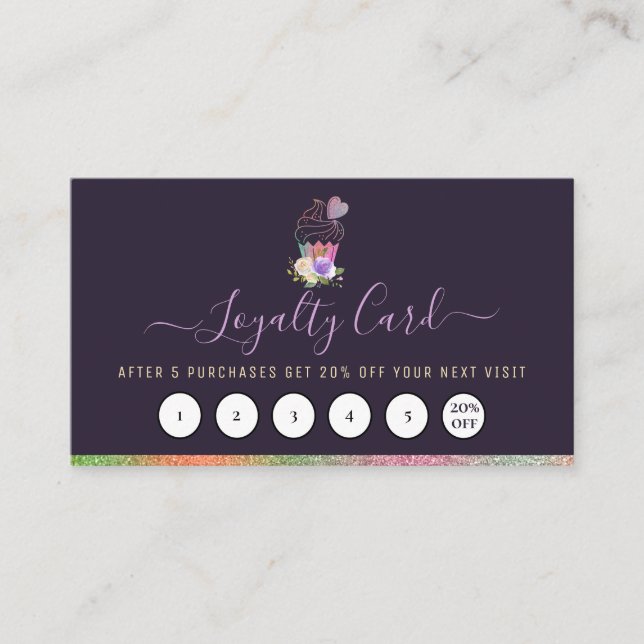 elegante tarjeta de fidelidad a pastelería persona (Anverso)