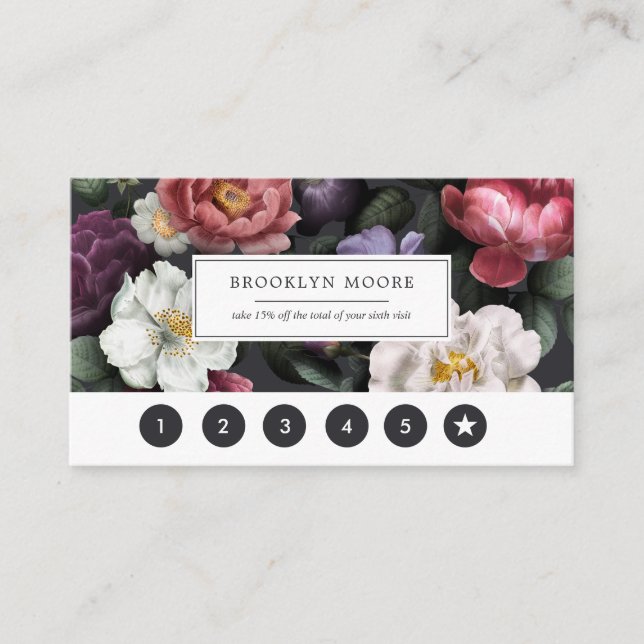 Elegante tarjeta de fidelidad con logotipo floral  (Anverso)