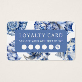 Elegante tarjeta de fidelidad de conchas azules