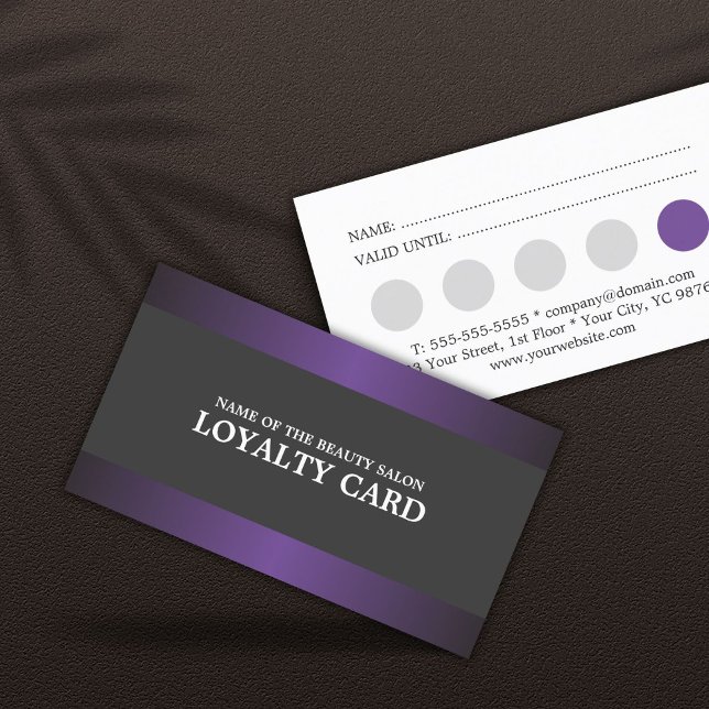 Elegante tarjeta de fidelidad de salón de gris mor (Subido por el creador)