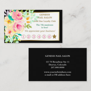 Elegante tarjeta de fidelidad floral para el salón