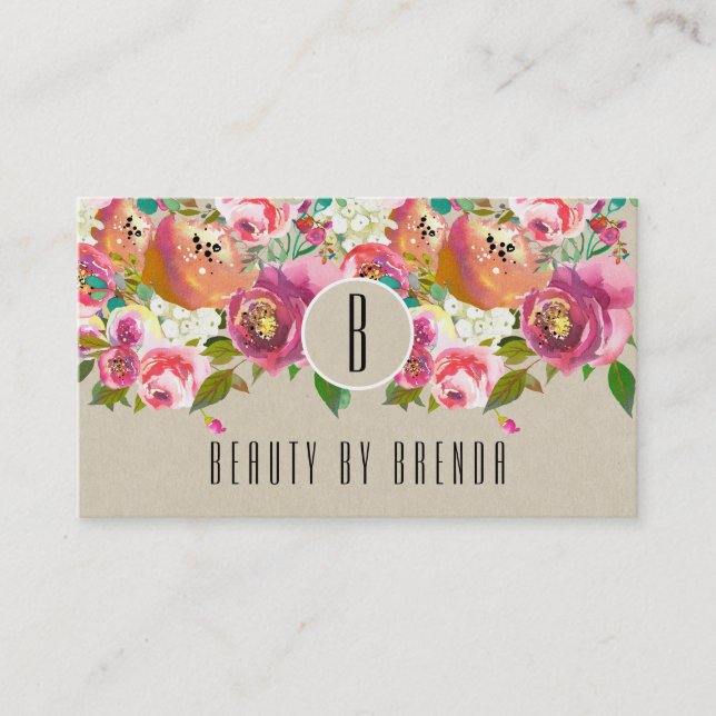 Elegante tarjeta de fidelidad floral rústica Kraft (Anverso)