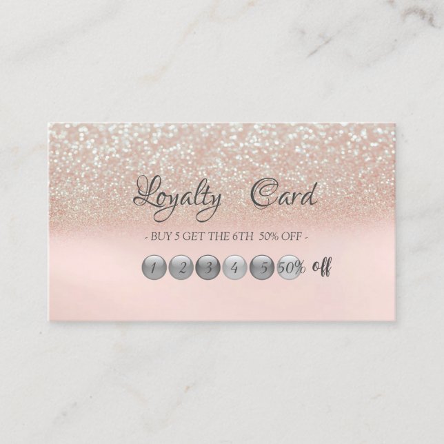 Elegante tarjeta de fidelidad Purpurina de moda (Anverso)