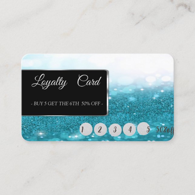 Elegante tarjeta de fidelidad Purpurinoso azul de  (Anverso)