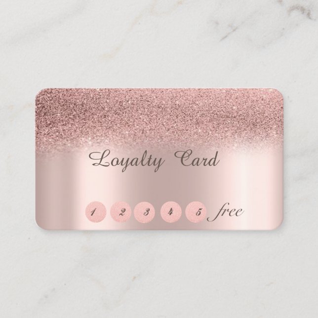 Elegante tarjeta de fidelidad Rosa Purpurina de or (Anverso)
