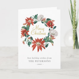 Elegante tarjeta de flor de poinsettia vintage