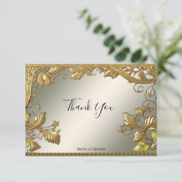 Elegante tarjeta de floral decorativa dorada