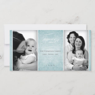 Elegante tarjeta de foto azul "Joyeux Noël"