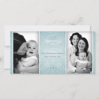 Elegante tarjeta de foto azul "Joyeux Noël"