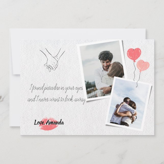 Elegante tarjeta de foto de El día de San Valentín (Anverso)