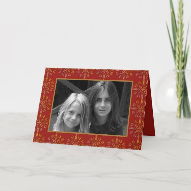 Elegante tarjeta de foto de Navidad con copo de ni (Anverso)