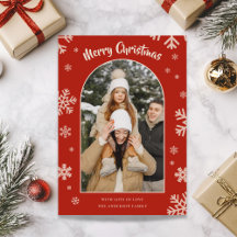 Elegante tarjeta de foto de Navidad con copos de n