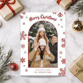 Elegante tarjeta de foto de Navidad con copos de n