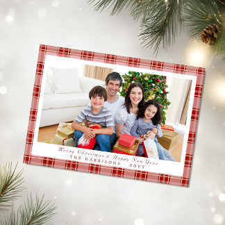 Elegante tarjeta de foto de Navidad de color rojo