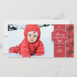 Elegante tarjeta de foto de Navidad de color rojo