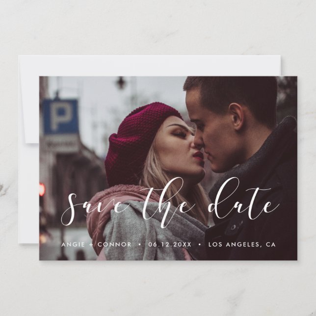 Elegante tarjeta de foto de Save the date (Anverso)