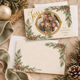 Elegante Tarjeta de Foto Familiar de Navidad con A