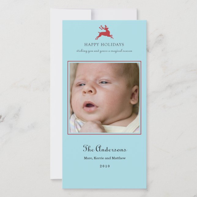 Elegante tarjeta de foto navideña para renos (Anverso)