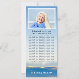 Elegante tarjeta de foto obituaria de Blue Sky Ray