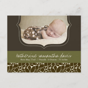 Elegante tarjeta de foto para anuncio de nacimient