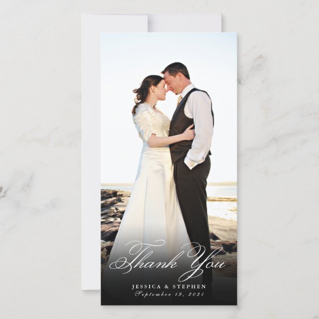 Elegante Tarjeta de foto vertical simple gracias 8 (Anverso)