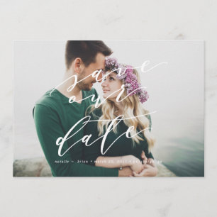 Elegante tarjeta de fotografía de caligrafía Save 
