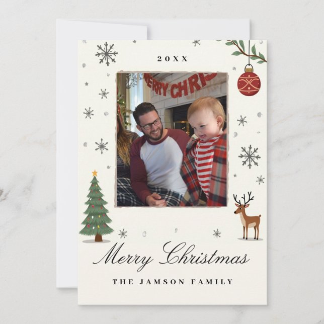 Elegante tarjeta de fotografía de la familia Ornam (Anverso)