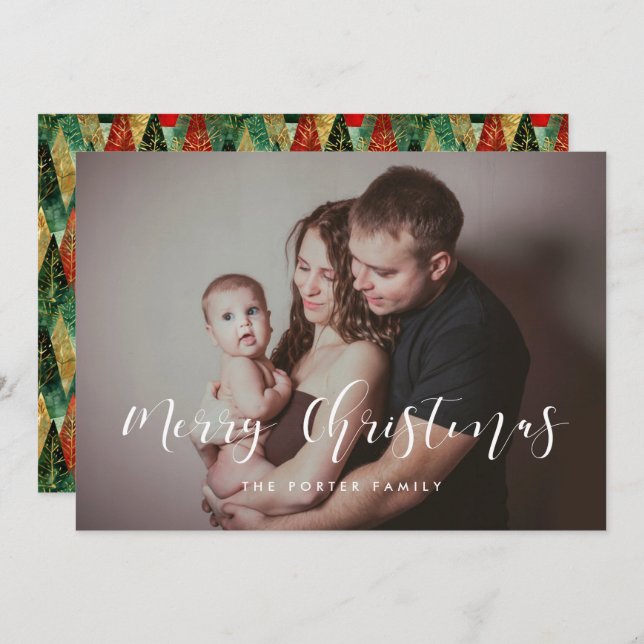 Elegante tarjeta de fotos de la familia de navidad (Anverso / Reverso)