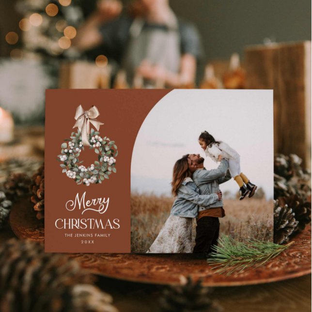 Elegante tarjeta de fotos de navidad (Elegant Merry Christmas One Photo Card)