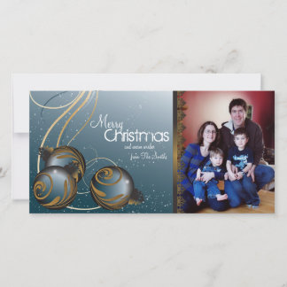 Elegante tarjeta de fotos de Navidad Ornamentos y 