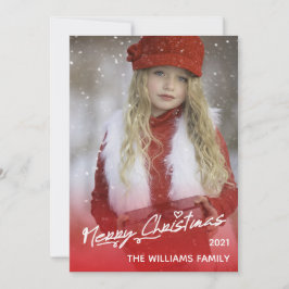 Elegante tarjeta de fotos de navidad roja de diver