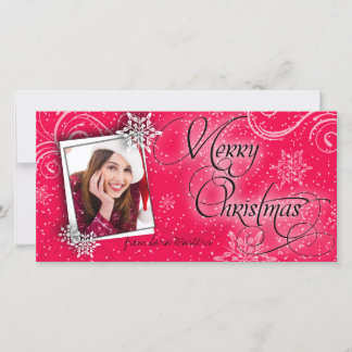 Elegante tarjeta de fotos de navidad roja de flaqu