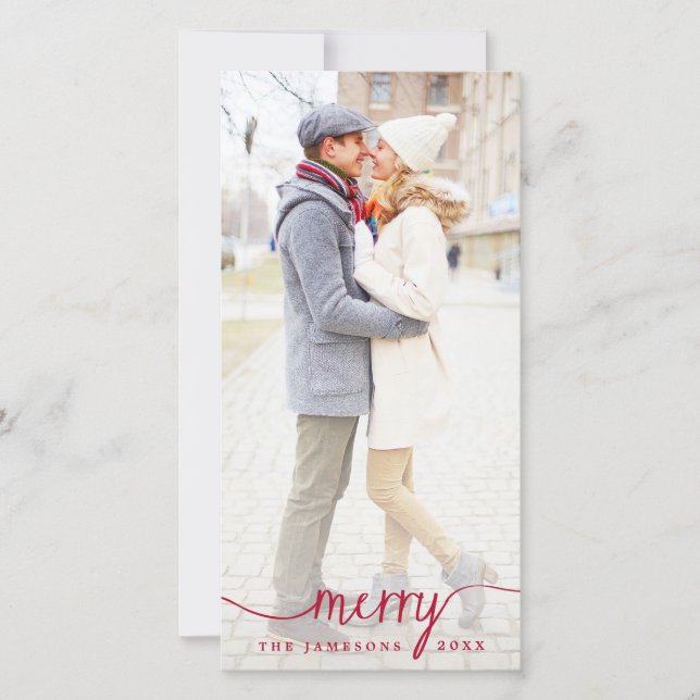 Elegante tarjeta de fotos de vacaciones de merry W (Anverso)