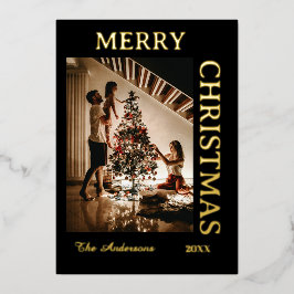 Elegante tarjeta de fotos de vacaciones en negro y