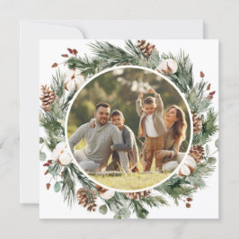 Elegante tarjeta de fotos de vacaciones Evergreen