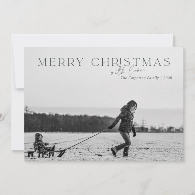 Elegante tarjeta de fotos verde navideña (Anverso)