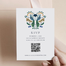 Elegante tarjeta de gabinete Art Deco RSVP con cód