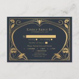 Elegante Tarjeta de Gabinete Boda de Art Nouveau L