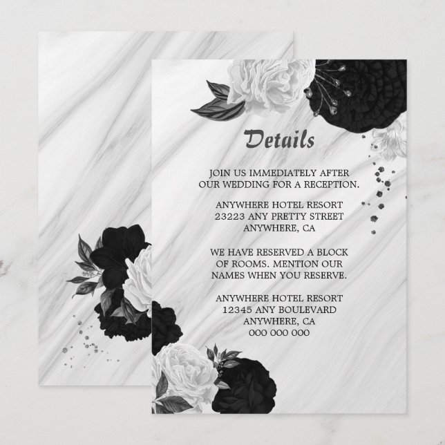 Elegante tarjeta de gabinete con detalles de flore (Anverso / Reverso)