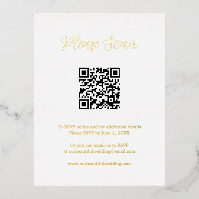 Elegante tarjeta de gabinete de Boda de código QR  (Anverso)