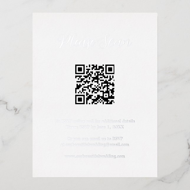 Elegante tarjeta de gabinete de Boda de código QR  (Anverso)