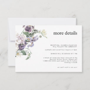 Elegante tarjeta de gabinete de Boda de flores púr