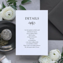 Elegante tarjeta de gabinete de detalles de Boda c