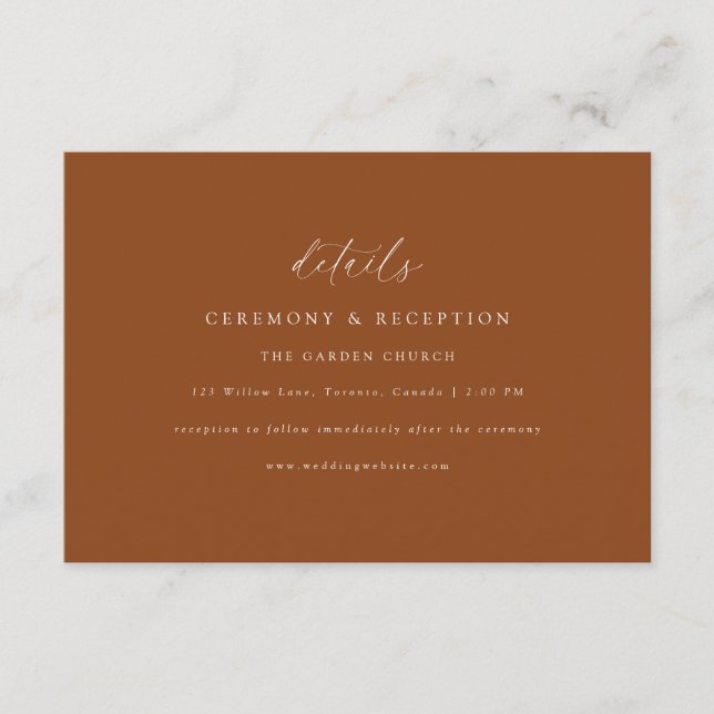 Elegante tarjeta de gabinete de detalles de Boda m (Anverso)