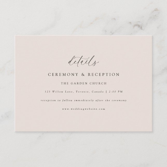 Elegante tarjeta de gabinete de detalles de Boda m (Anverso)