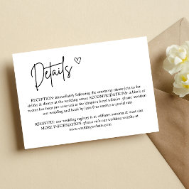 Elegante tarjeta de gabinete de detalles de Boda M