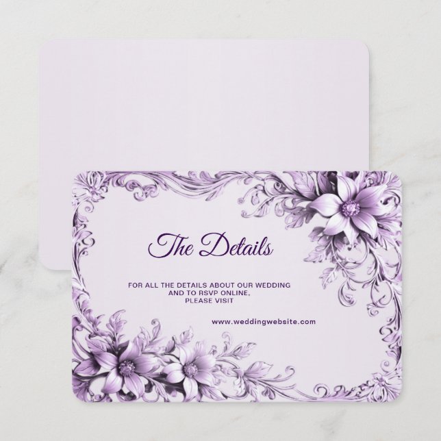 Elegante tarjeta de gabinete de detalles de flores (Anverso / Reverso)